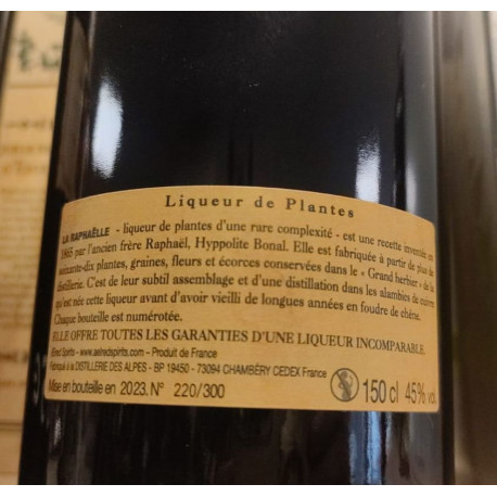 Liqueur Raphaëlle 45% Mise 2023 Récolte 2016 Magnum Numéroté de 200 à 300 Récolte 2016